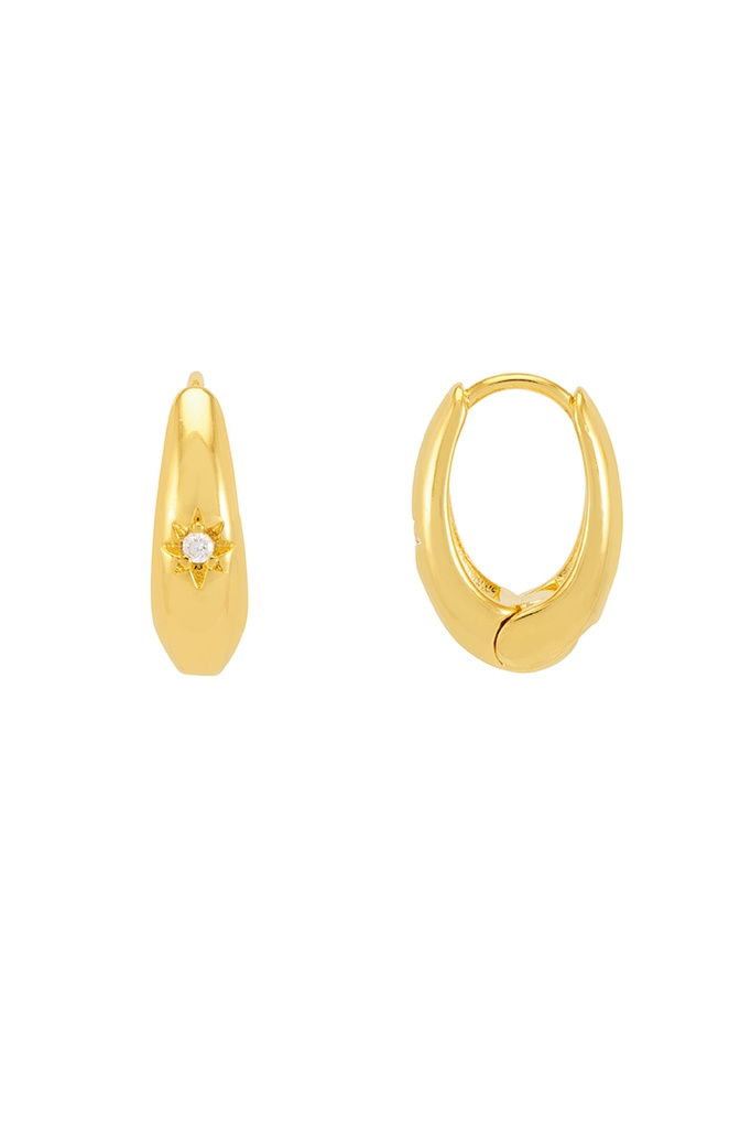 North Star Hinge Hoop Earrings - Gold Plated