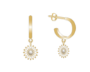 Flower And Pearl Hoops - Gold Plated