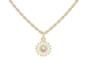 Flower And Pearl Necklace - Gold Plated