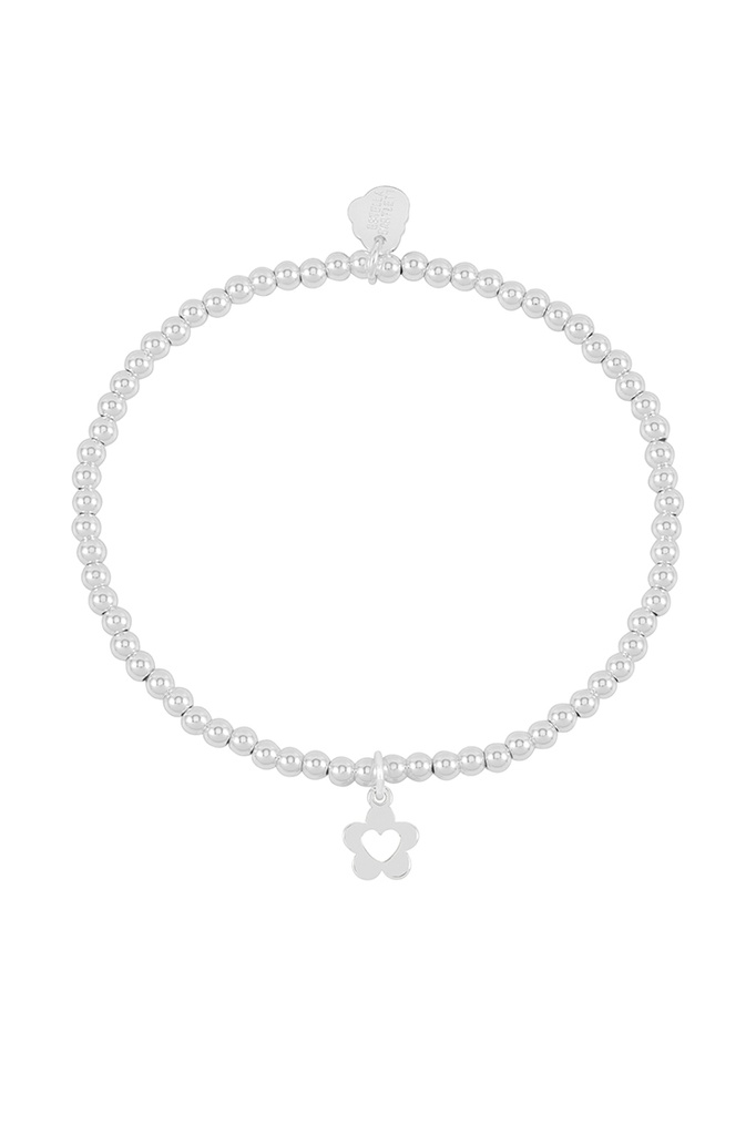 Flower And Heart Sienna Bracelet - Silver Plated