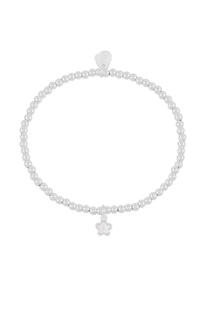 White Flower Sienna Bracelet - Silver Plated