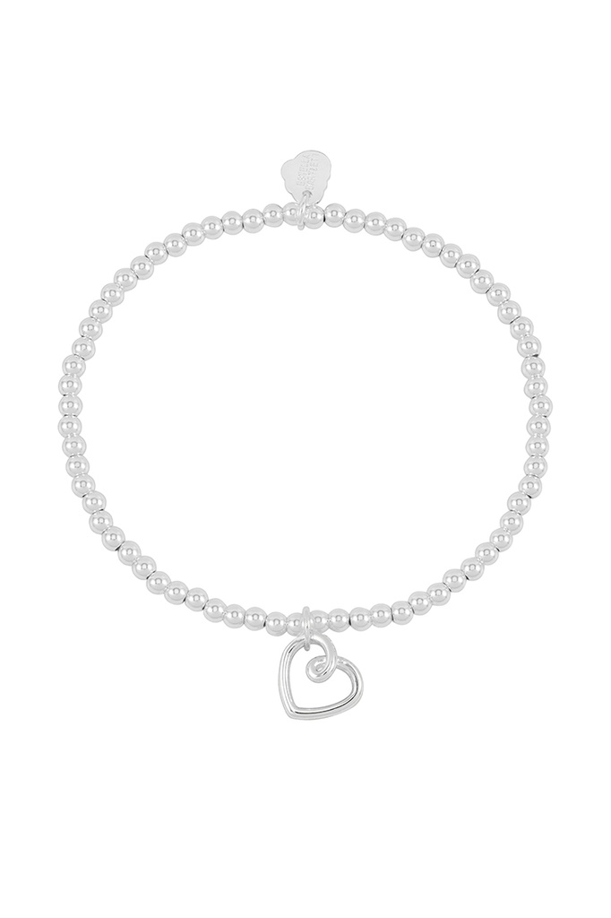 Double Beaded Heart Connector Bracelet - Wonderful Sister - Silver Plated