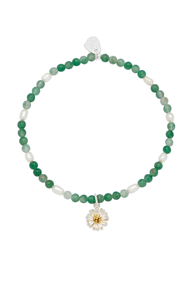 Green And Pearl Wildflower Bracelet