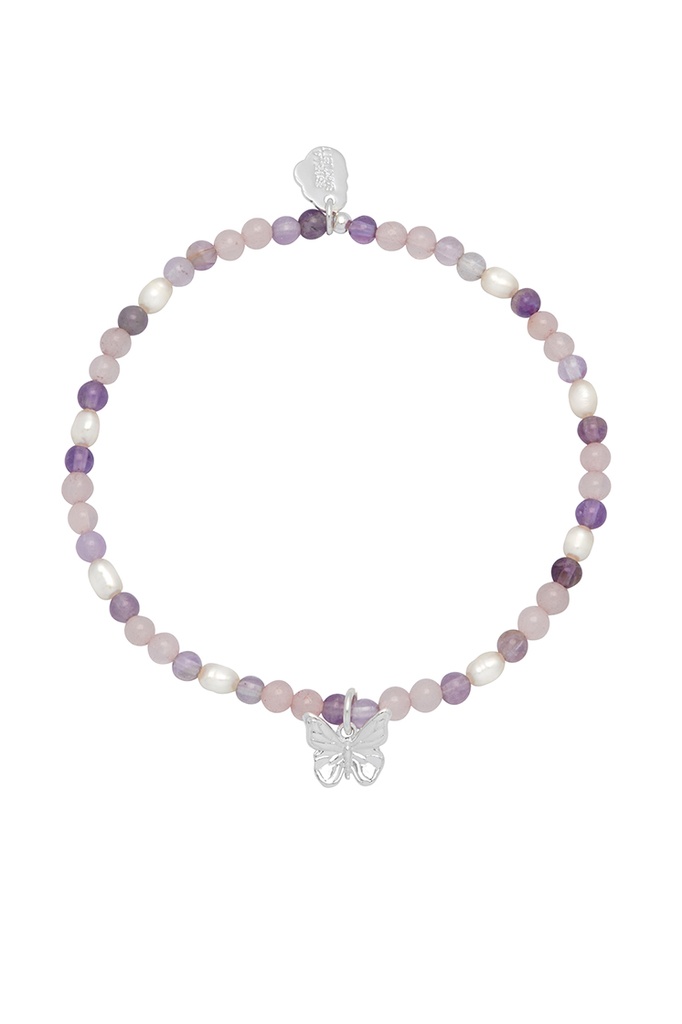 Purple And Pearl Butterfly Bracelet 