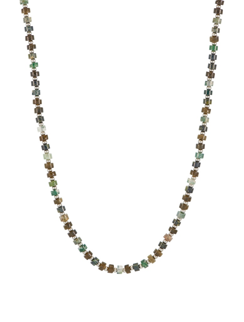 Mixed Green Gemstone Rondelle Necklace