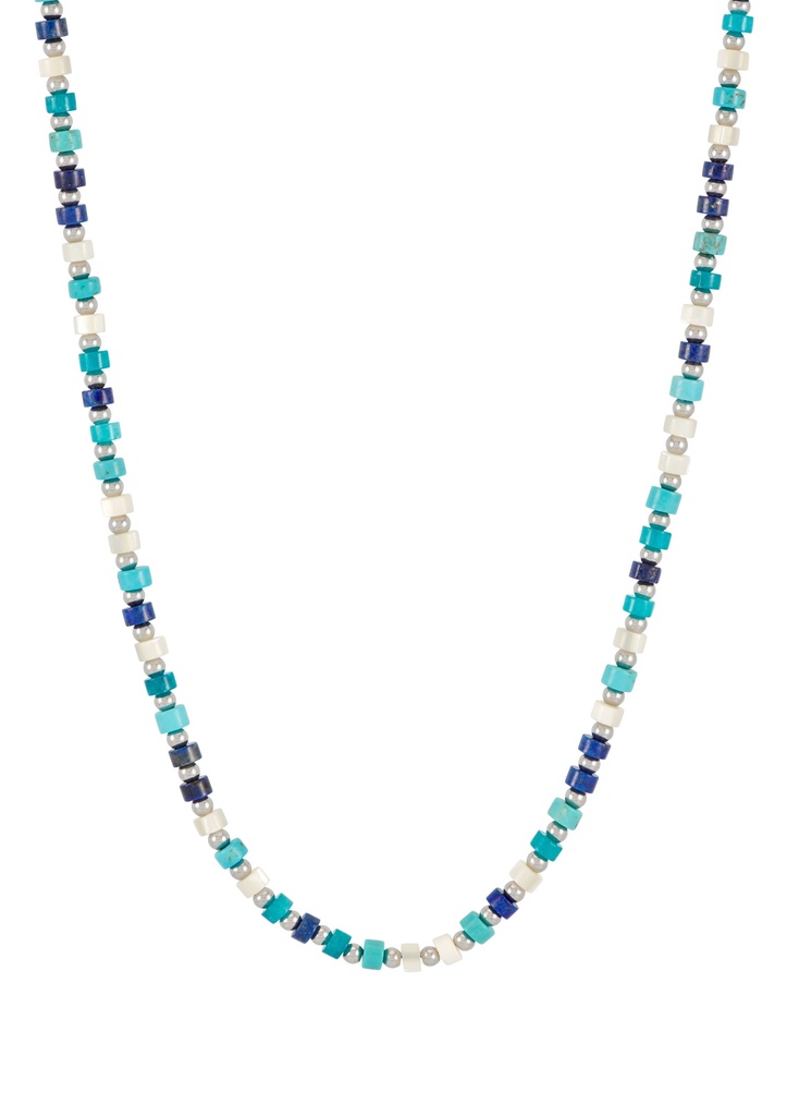 Mixed Blue Gemstone Rondelle Necklace