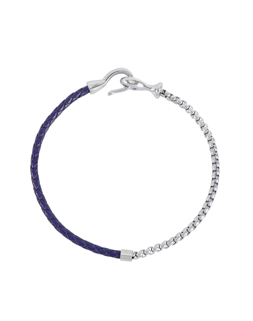 BURGUNDY LEATHER AND CHAIN HOOK BRACELET