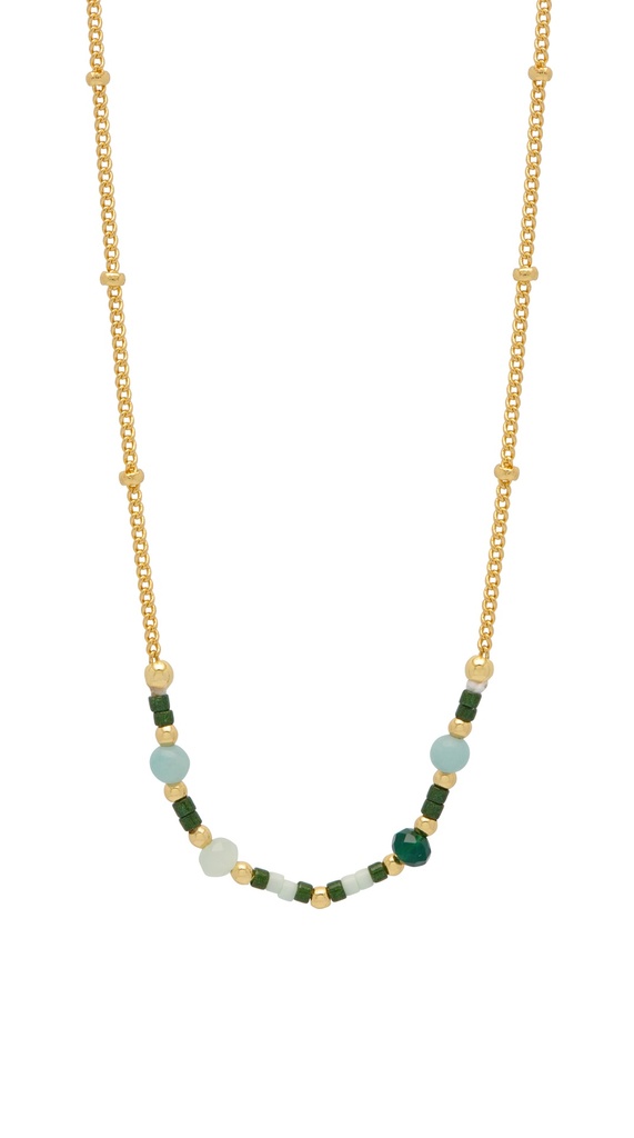 MINI GREEN DUO CHAIN FLOWER NECKLACE