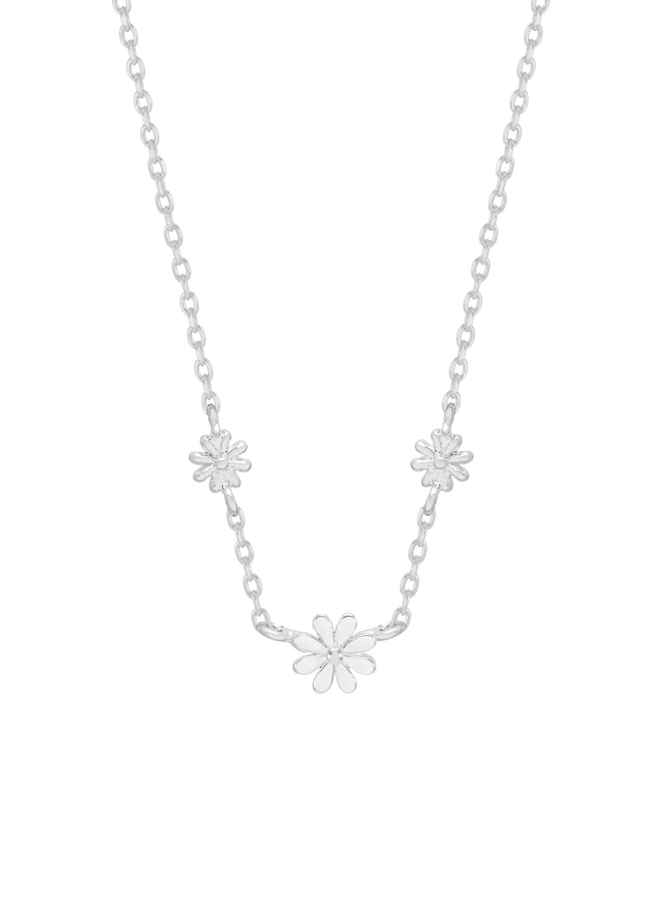 TRIPLE FLOWER WHITE ENAMEL NECKLACE