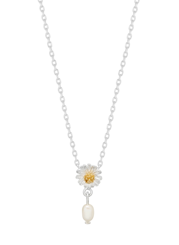 FLOWER PEARL DROP NECKLACE