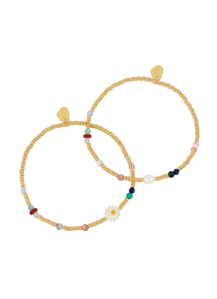 MIXED GLASS, PEARL AND GEMSTONE BRACELET