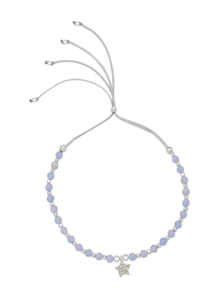 BLUE LACE AGATE CZ STAR DROP LOUISE BRACELET