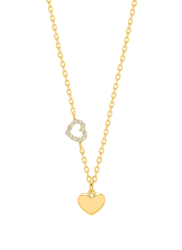 HEART CHARM WITH OPEN CZ HEART NECKLACE