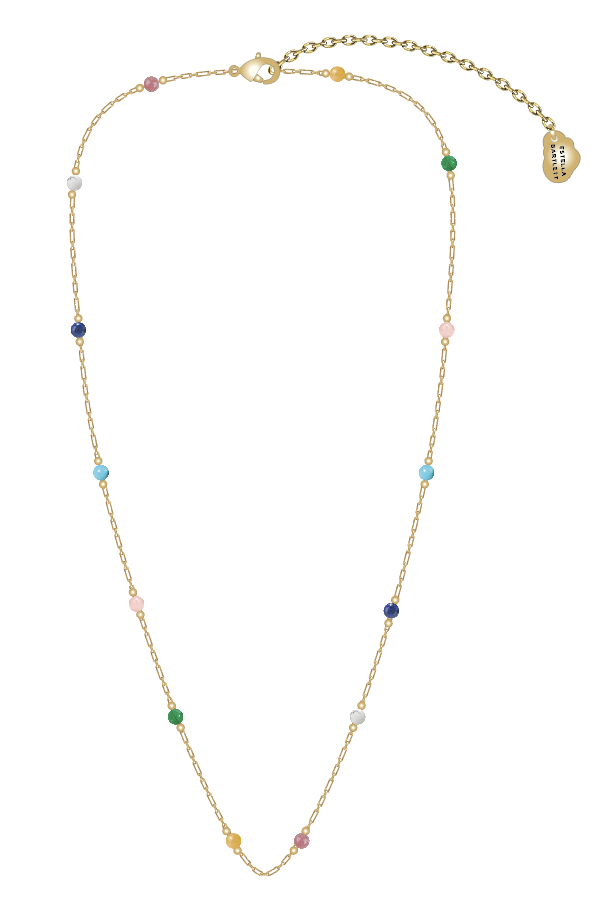 MIXED GEMSTONE PAPERLINK NECKLACE