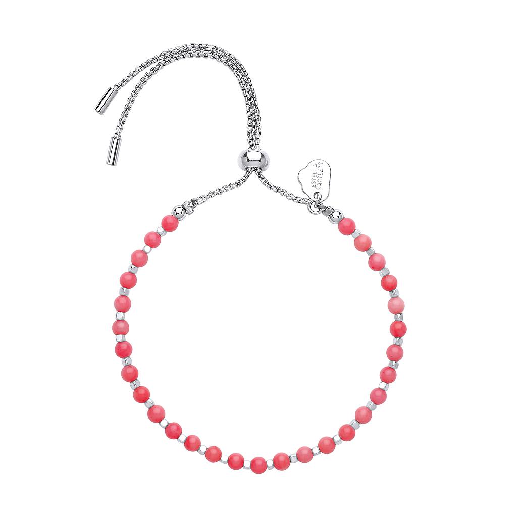 Wellness Coral Agate Amelia Bracelet - Silver Plated