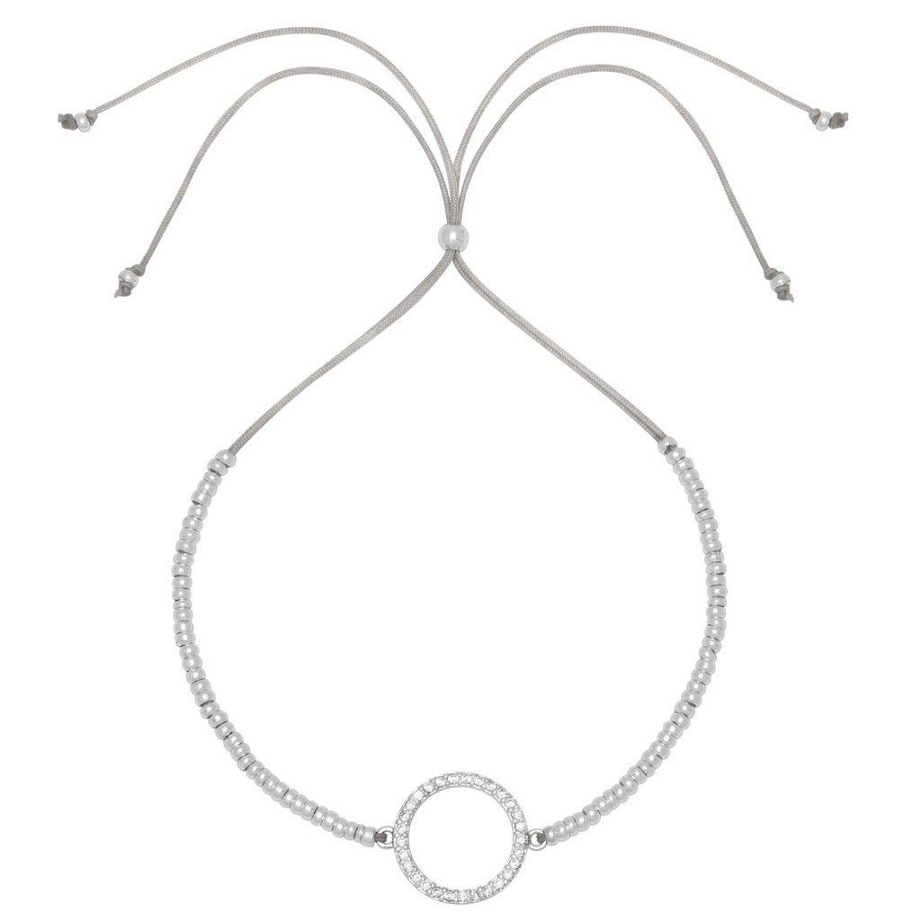 White Cz Circle Louise Bracelet - Silver Plated