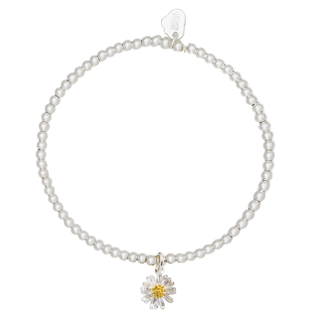 Sienna Wildflower Bracelet With Silver Beads And Silver Wildflower - Silver Plated