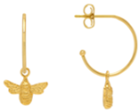 Bee Drop Hoop Earrings - Gold Plated - Np