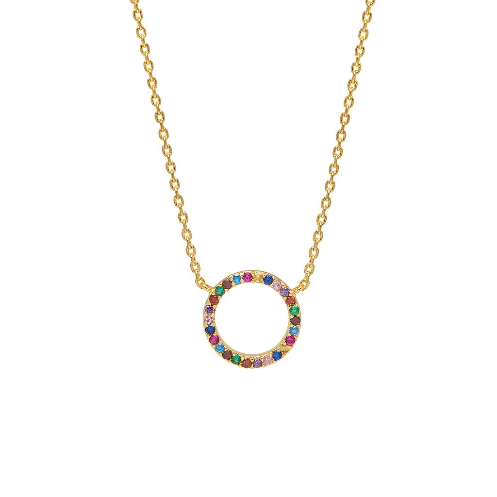 Multi Cz Circle Necklace - Gold Plated