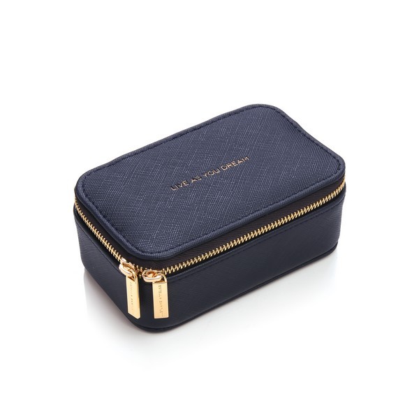 Mini Jewellery Box - Navy - Saffiano