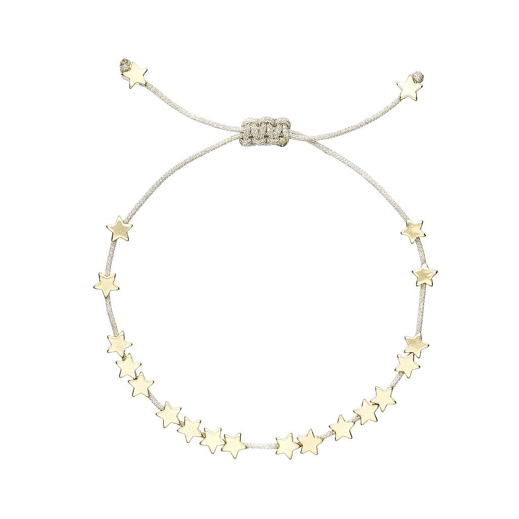 Stars So Bright Bracelet With Silver Metallic Cord - Gold Plated