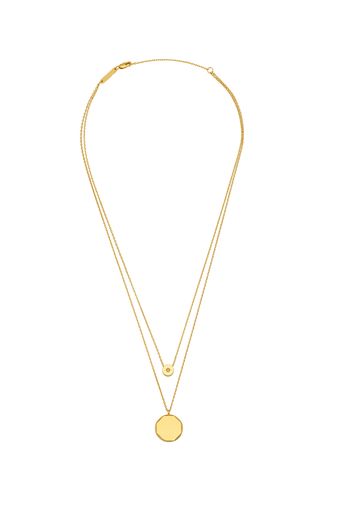 Double Layer Necklace With Cz Slider - Gold Plate 