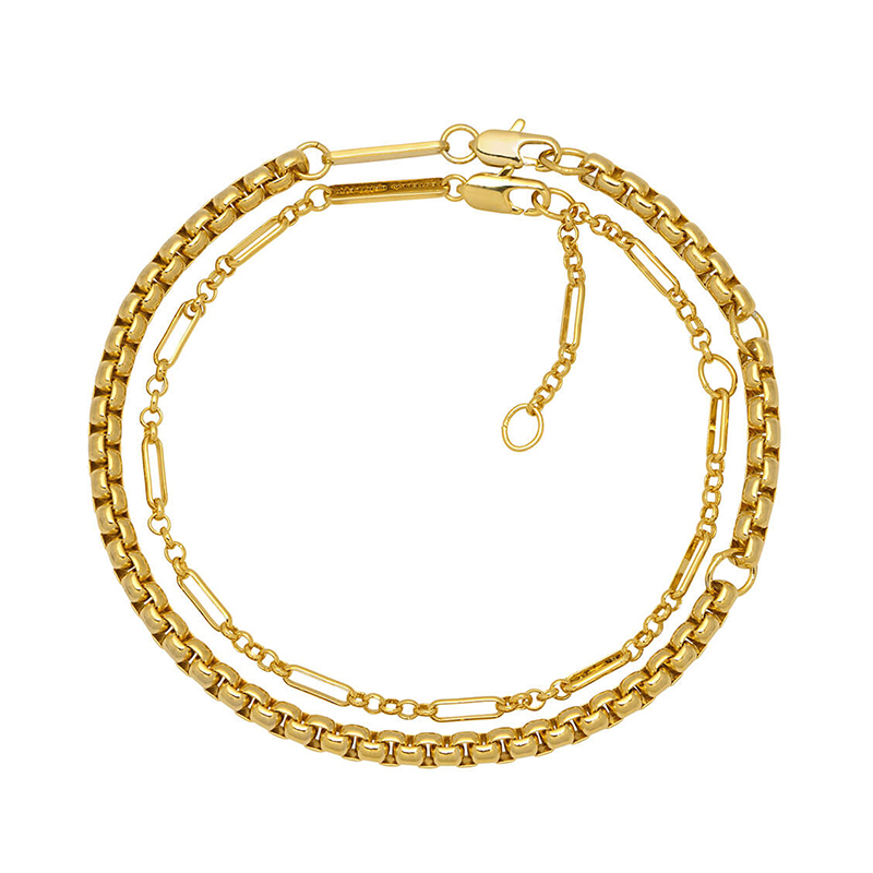 Double Layer Rope Detail Bracelet - Gold