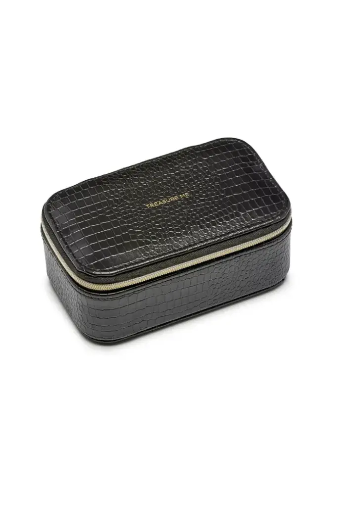 Mini Jewellery Box - Black Croc