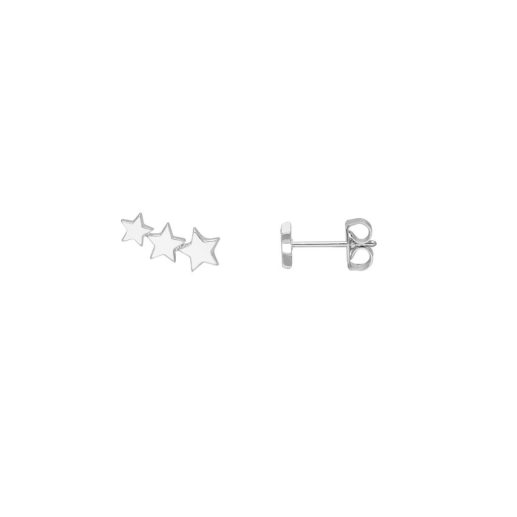 Trio Star Ear Studs - Silver