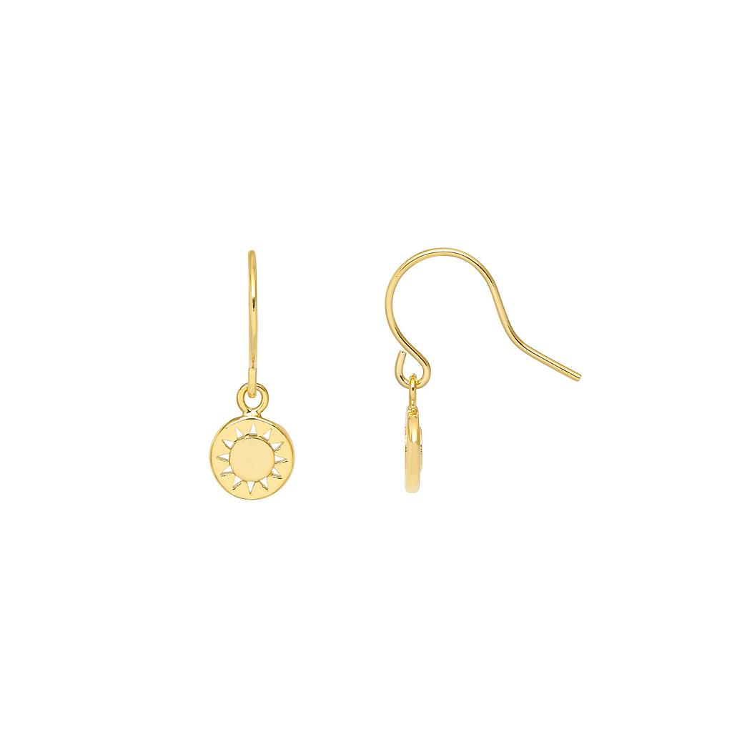 Gold Disc Hook Earrings