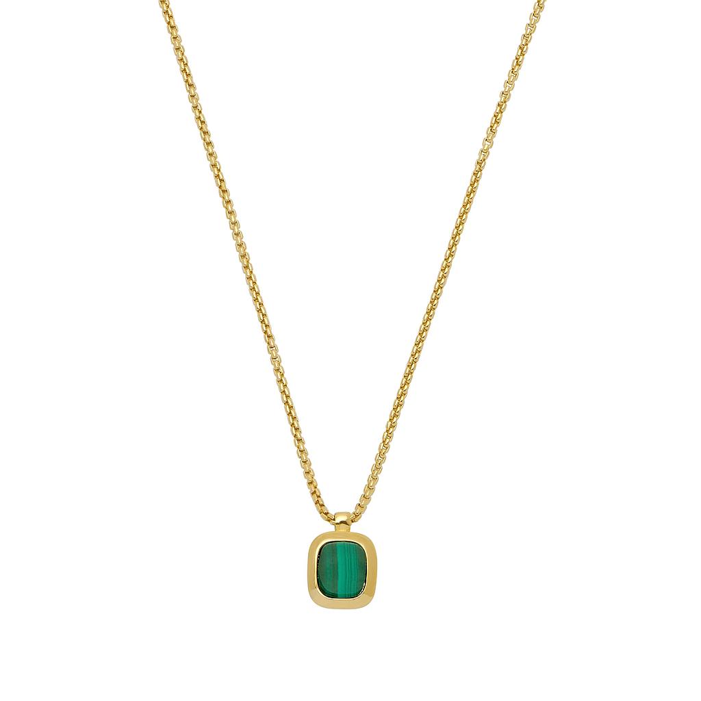 Malachite Tablet Pendant - Gold