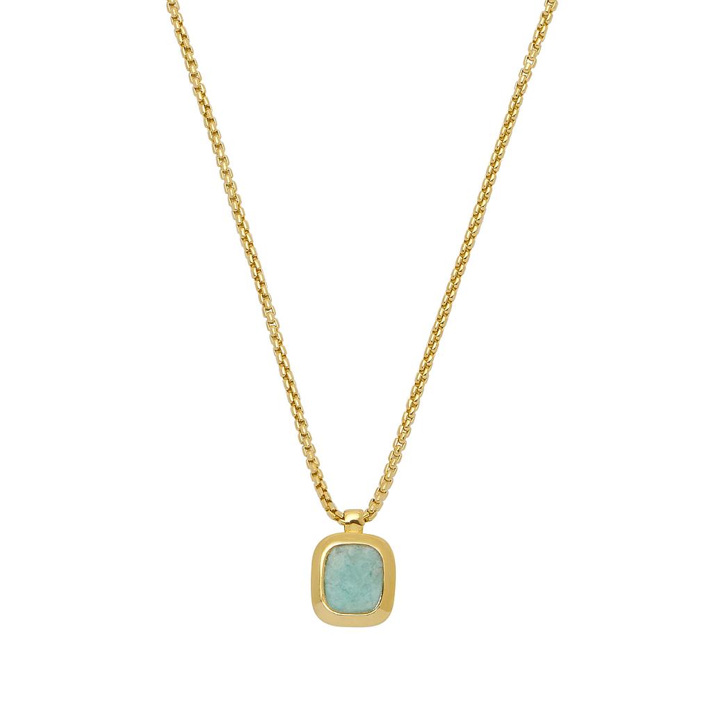 Amazonite Tablet Pendant - Gold