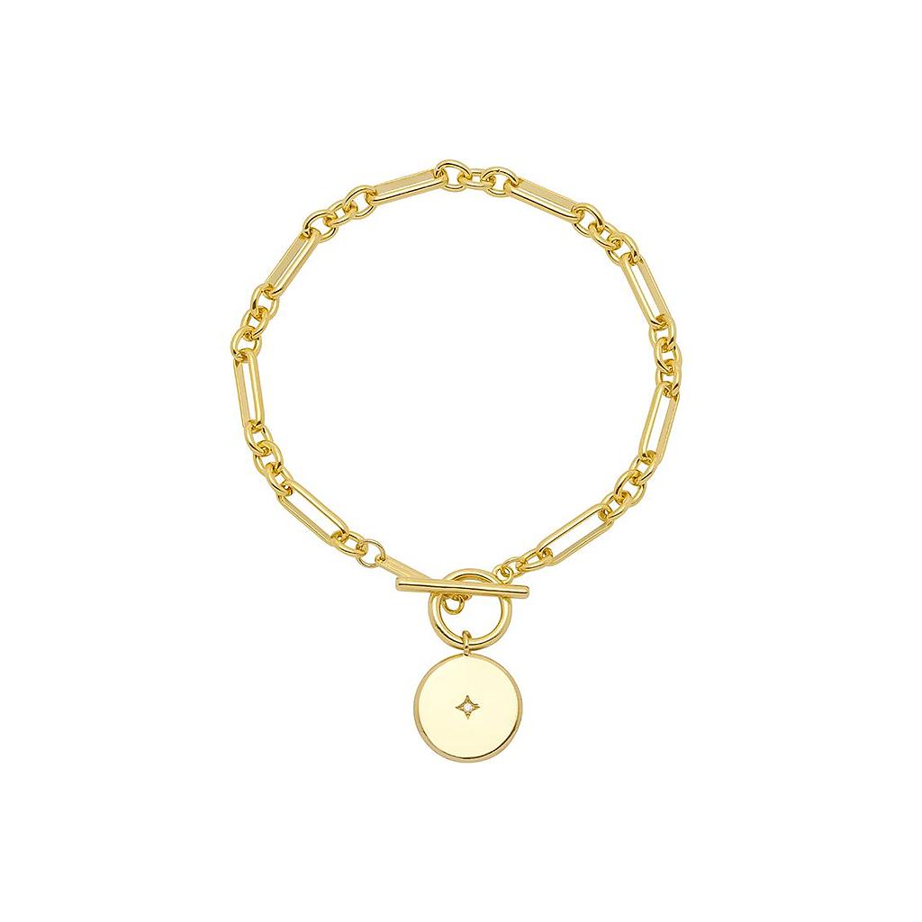 T-Bar Bracelet With Star Coin - Gold