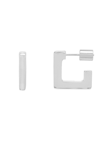 [EBE5901S] Square Hoop Earrings - Silver Plated