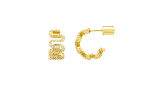 [EBE5840G] Swirl Hoop Earrings - Gold Plated