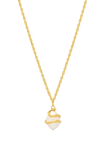 [EBN5857G] Pearl Wrap Rope Necklace Gold - Gold Plated