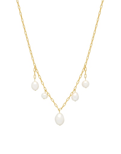 [EBN5876G] Multi Pearl Drop Necklace - Gold Plated