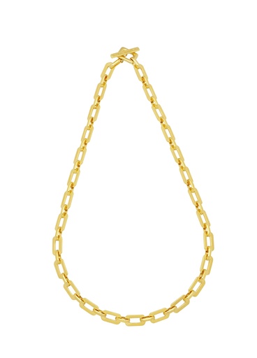 [EBN5898G] Square Link T-Bar Necklace - Gold Plated