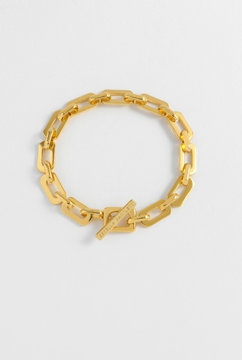 [EBB5899G] Square Link T-Bar Bracelet - Gold Plated