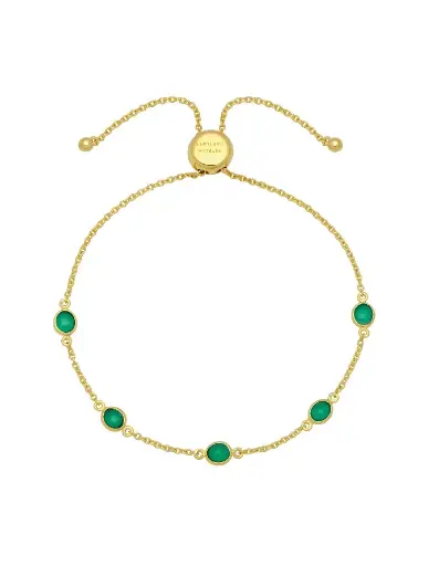 [EBB5869G] Green Onyx Pebble Bracelet - Gold Plated