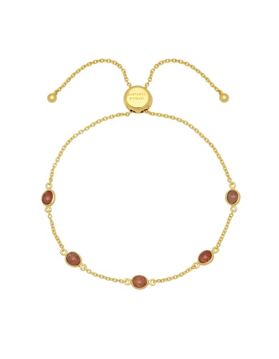 [EBB5868G] Cherry Quartz Pebble Bracelet - Gold Plated