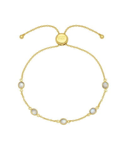 [EBB5871G] Rainbow Moonstone Pebble Bracelet - Gold Plated