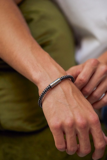 [BLB6043] Grey And Black Metal Mesh Bracelet