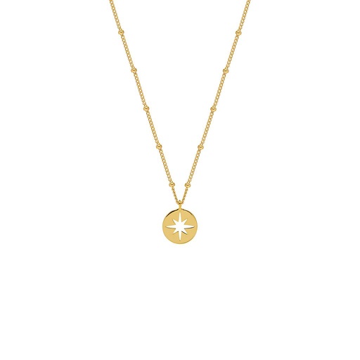 [EB3581C] Starburst Disc Necklace - Gold Plated