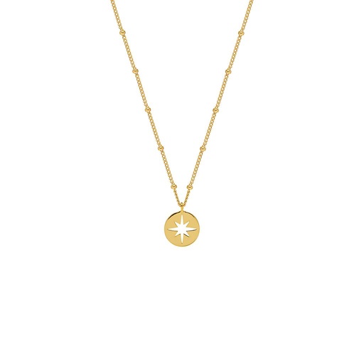 [EB3581C] Starburst Disc Necklace - Gold Plated