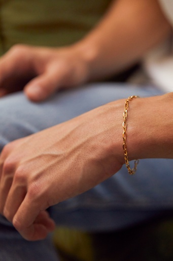 [BLB5990G] Paperclip Chain  Bracelet - Gold Finish