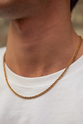 [BLN5992G] Rope Chain Necklace - Gold Finish
