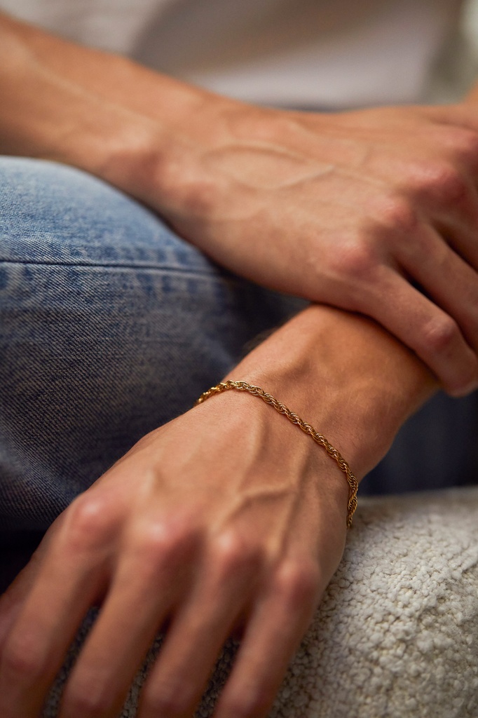[BLB5994G] Rope Chain Bracelet - Gold Finish