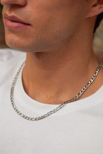 [BLN5999S] Figaro Chain Necklace - Steel Finish