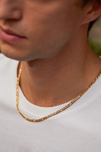 [BLN6000G] Figaro Chain Necklace - Gold Finish